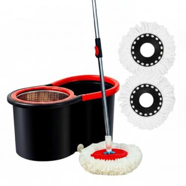 Imagem de Mop Giratório Profissional 360°, Balde Duplo, Centrífuga Inox, Cabo Extensível 1,40m em Aço Inoxidável, Otimização Máxima de Limpeza, Praticidade e Durabilidade de Alto Padrão.