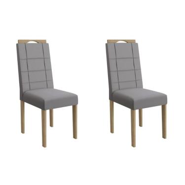 Imagem de Kit 2 Cadeiras Sala Jantar Flora 2cad150 Madeirado 2 Un Carvalho-suede Cinza - Kappesberg