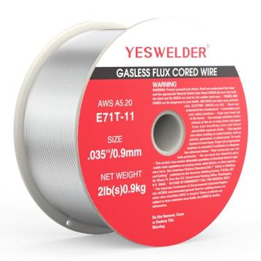 Imagem de YESWELDER E71T-11 Flux Core Fio MIG sem gás, 0,9 kg, carretel de plástico ABS forte, fio de solda de aço suave
