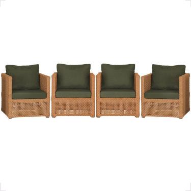 Imagem de 4 Poltronas Madri Alumínio Corda Náutica Estofado 13 Trama Terra Cota