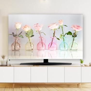 Imagem de Capa contra poeira para TV interna de 32 a 80 polegadas Protetor de tela de monitor universal para monitores LCD LED planos e curvos para pendurar mesa pano à prova de poeira protetor de móveis