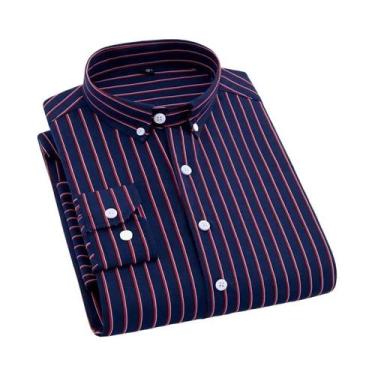 Imagem de Camisa Social Masculina De Manga Longa Antirrugas Listrada Para Escrit