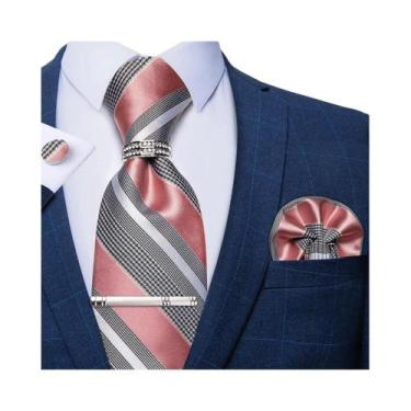 Imagem de Conjunto De Gravata Masculina Azul Royal Com Estampa Xadrez, Clipe Pra