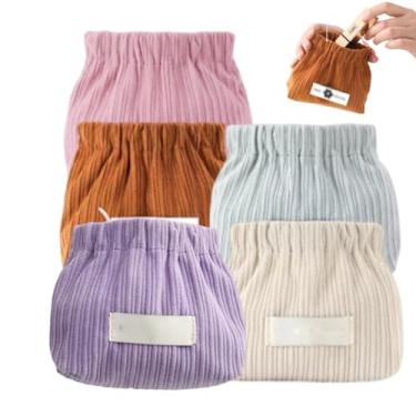 Imagem de GTIANHE-TAN Bolsa cosmética de bolso de veludo cotelê elástico com fecho automático bolsa de moedas à prova d'água para maquiagem, batom, fones de ouvido, organizador de joias, Terno 4, 5pcs