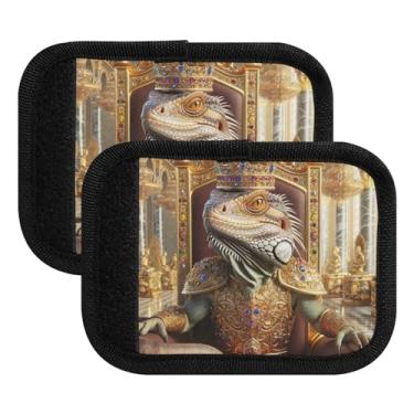 Imagem de Embalagem com 2 alças de bagagem lagarto, capas de alça macia identificador capa de alça macia para mala de compras de mercearia