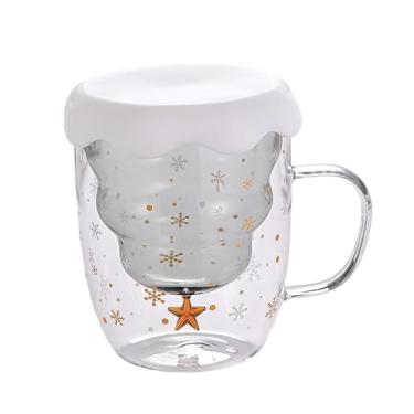 Imagem de AFXGUSD Copo Térmico de Natal para Chá/bebidas, Elegante, 300ml, para Bebidas, Expresso, Parede Dupla, para Mães, Casa, Mulheres, Fazenda, Cinza, Tamanho real