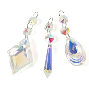 Imagem de Pingente de prisma de losango com cone de lágrima de cristal transparente, 3 peças, para decoração de casa, casa, exterior, jardim, escritório