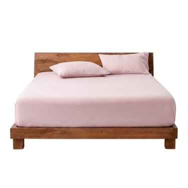 Imagem de Decolab Jogo de Lençol Malha 100% Algodão Extra Macio - Roupa De Cama Antiácaro, Inclui Lençol Com Elástico (Forro) E Fronhas (Rosa, King Simples)