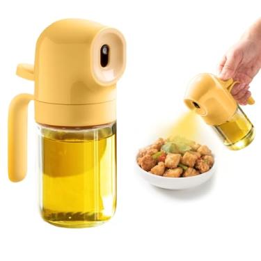 Imagem de Pulverizador de óleo de 180 ml para cozinhar, dispensador de óleo 2 em 1 para cozinha, dispensador de azeite de oliva para utensílios de cozinha, fritadeira a ar, salada, churrasco (amarelo)