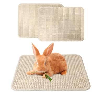 Imagem de Almofada de coçar coelho para coelho: 2 peças de tapetes de sisal natural para animais pequenos, cuidados com garras e dentes para coelhos, brinquedos de mastigar para moer ou roupa de cama para