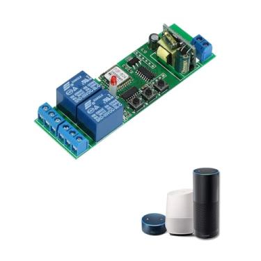 Imagem de HEEPDD Switch Wi-Fi, Módulo Universal 2CH AC85-250V Switch Wireless Timer App App Controle Remoto Smart Wi-Fi Compatível Com Alexa Home Voice Control para Smart Home