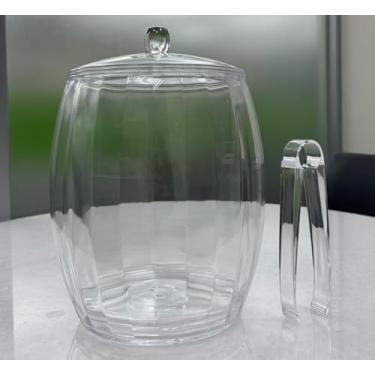 Imagem de Amazing Abby - Icelyn - Balde de gelo de parede dupla de plástico de 3 litros com tampa e pinça, balde isolado para ambientes internos e externos, bom para cozinha, bar e restaurante, perfeito para