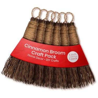 Imagem de Vassoura de canela - Vassoura com aroma de canela 15 cm (pacote com 6) mini vassouras - Vassoura decorativa para proteção de porta