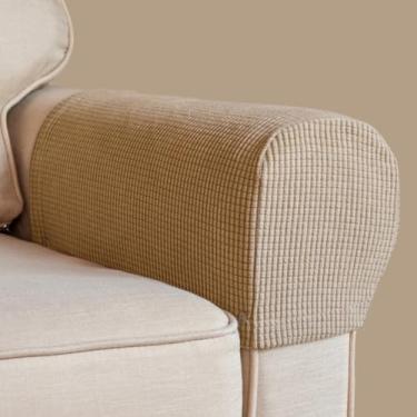 Imagem de Capas para cadeira de apoio de braço, capa elástica para poltrona para sofá, apoio de braço, antiderrapante, elastano, poliéster, capas de braço para sofá, poltrona, protetor de móveis, conjunto de 2