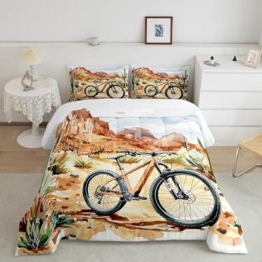 Imagem de Jogo de cama infantil de bicicleta, solteiro, ciclismo, aventura, todas as estações, conjunto de edredom para amantes de montanhas, cacto do deserto ocidental, 1 fronha