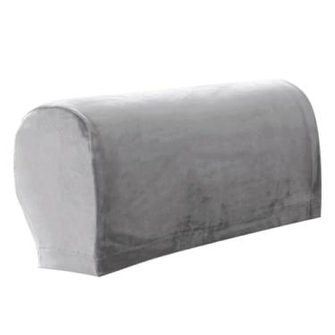 Imagem de Capas para cadeira de apoio de braço, capas elásticas para apoio de braço, 2 peças, capa para poltrona antiderrapante de veludo macio para protetor de sofá, cinza claro