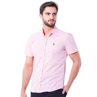 Imagem de Camisa Ralph Lauren Masculina Manga Curta Slim Fit Stretch Poplin Rosa
