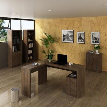 Imagem de Conjunto de Escritório com Balcão, Estante , Armário e Mesa 138,5cm Fo