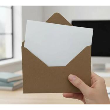 Imagem de Envelopes Convite Kraft Pardo 80g + Cartão Branco 100Unidades | Rústico, Artesanato, Casamento, DIY | 10,5x15,5cm