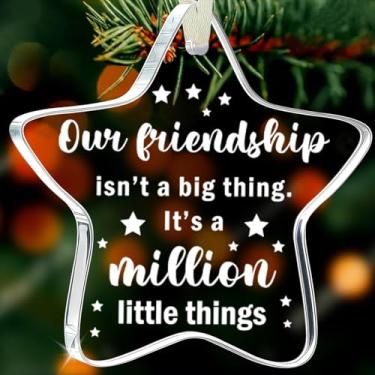 Imagem de Enfeite de vidro de Natal da amizade – Decoração de pendurar estrela presente de árvore de Natal para melhor amiga irmã lembrança de troca de 2025