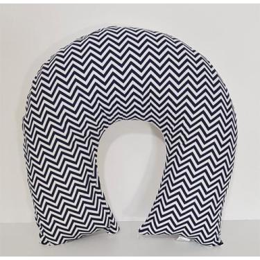 Imagem de Almofada de Amamentação Com Zíper Chevron Azul Marinho - POLYBABY