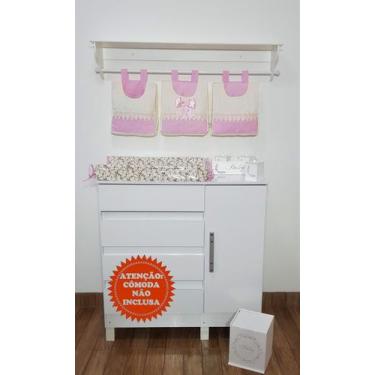 Imagem de Porta Fraldas de Varão e Trocador Anatômico Rosa Florence 4 Peças - PO