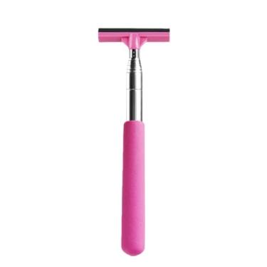 Imagem de Rodo com alça extensível – Esponja e escova para limpeza sem riscos, ideal para janelas, rosa