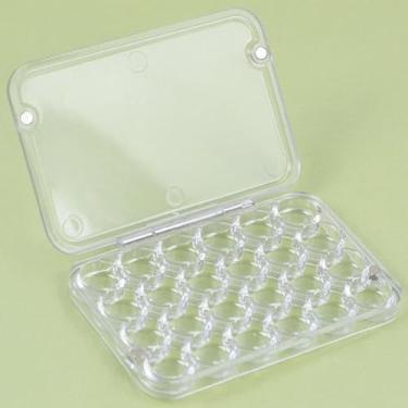 Imagem de Caixa de paleta protetora de tinta, paleta de tinta portátil de 24 poços com tampa, estojo vazio de armazenamento de aquarela para viagens de artistas, ambientes internos e externos, esboços