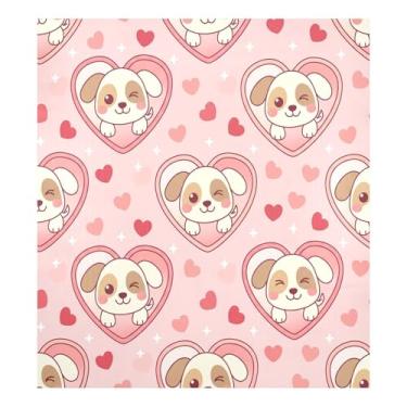 Imagem de Blueangle Capa magnética para lava-louças de cachorro de desenho animado Dia dos Namorados, decoração de capa de lava-louças frontal, adesivos de eletrodomésticos, adesivos de eletrodomésticos, 58 cm