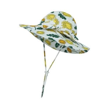 Imagem de Chapéu De Sol Infantil Com Aba Larga Em Algodão, Proteção Solar, Estam