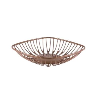 Imagem de Fruteira Cestinha Quadrada BPA-Free de Plástico - Organizador de Frutas para Mesa e Cozinha, Seguro e Prático para Ambientes Domésticos (BRONZE)