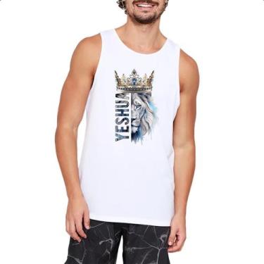 Imagem de Camiseta Regata Yeshua Leao de Juda Azul Coroa, EG