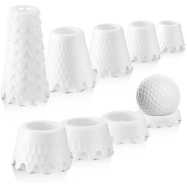 Imagem de Rigrig Pacote com 8 camisetas de golfe simulador, material inquebrável de TPU, altura de 1/10.2 cm a 5.1 cm, adequado para interior, exterior, inverno, tapetes de golfe, grama e driving range (branco)