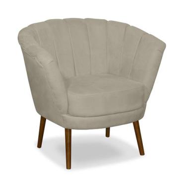 Imagem de Poltrona Pétala Flor Decorativa Suede Bege - Sonho das Poltronas