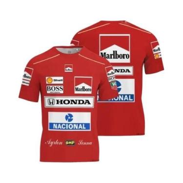 Imagem de Camiseta Unissex De Manga Curta Ayrton Senna Honda Racing Moda Esporti
