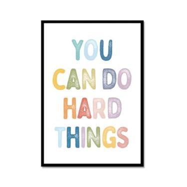 Imagem de Pôster em tela Positive Affirmations Growth Mindset Feelings Wall Art Kids Mental Health Therapy Pictures Playroom Classroom Decor Educational Prints (SKU4,16x24") (40 x 60 cm), moldura de metal preto