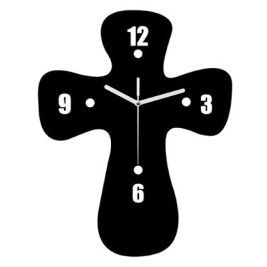 Imagem de predolo Relógio de parede em formato de cruz, decoração de parede com grandes algarismos arábicos, presente perfeito para pendurar na parede. Relógio de, Comprimento 40 Cm