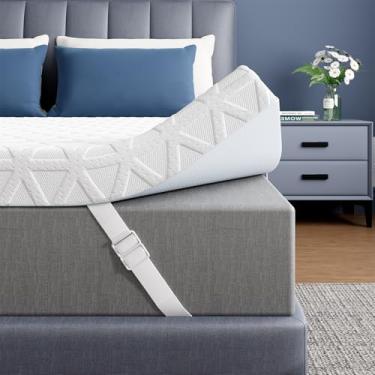 Imagem de Colchão King de espuma viscoelástica de gel de 10 cm – capa removível e lavável, colchão de espuma viscoelástica de resfriamento Topepr Pad alívio de pressão e antiderrapante