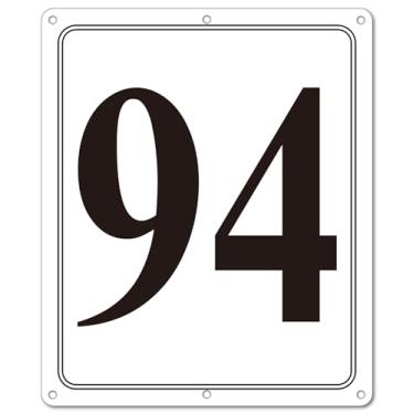 Imagem de i-CowFun Placa numerada de metal premium ao ar livre, refletiva 30,5 cm x 25,4 cm grandes placas de alumínio 94 para estacionamento, quadra de tênis, campo, armazém, corredor, edifício, doca, alta