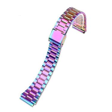 Imagem de KKFAUS Para Casio Steel Wristband A158 / A159 / A168 / A169 / B650 /AQ230/ 700 Pequenos acessórios de relógio de ouro boca convexa 18mm pulseira preta (Cor: A multicolorido, Tamanho: 18mm)