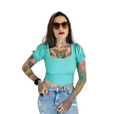 Imagem de Cropped Frente Quadrada Manga Curta Bufante Suplex Feminina - Perfect 