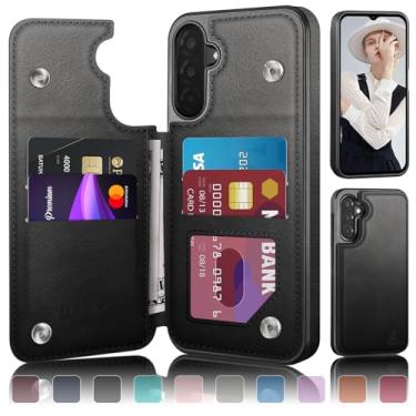 Imagem de DJDUCK Capa carteira projetada para Samsung Galaxy A17 5G com suporte para cartão, [capa com fecho magnético] [proteção de couro com bloqueio de RFID] à prova de choque feminina e masculina para