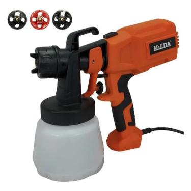 Imagem de Pulverizador Tinta Elétrico Pistola Pintura 3 Bico Metal Laranja Hilda