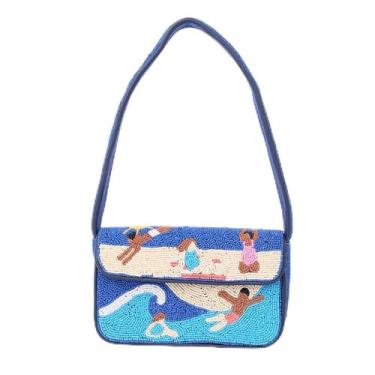 Imagem de Indian Shelf Bolsas de praia premium feitas à mão com contas para mulheres, meninas - Bolsa feminina para noite com tema de praia de verão (com caixa)