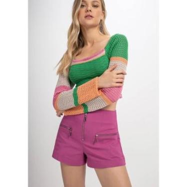 Imagem de Blusa Cropped Color em Tricô com Manga Longa-Unissex
