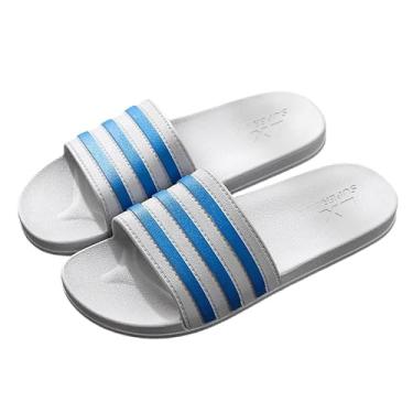 Imagem de Sandálias femininas masculinas listradas de secagem rápida unissex para piscina e praia em PVC com sola antiderrapante, cinza, Cinza, 10.5-11 Women/10-11 Men