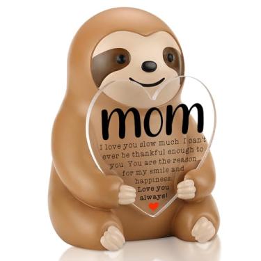 Imagem de Presente de mãe preguiça da filha filho, estatueta fofa I Can't Thank You Enough para mãe, estátua de decoração de mesa de agradecimento para mulheres, aniversário, Natal, Dia das Mães, presente de