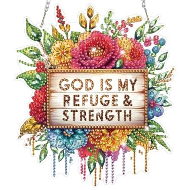 Imagem de Bowetile Kits de pendurar arte de diamante para adultos, pintura de diamante, formato especial 5D, pingente de diamante, enfeite de janela, presentes para decoração de parede de porta de casa-JS058