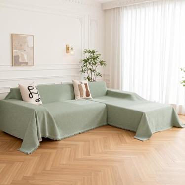 Imagem de MEETSKY Capas de sofá seccionais laváveis, 2 capas de sofá de chenille para 2 almofadas em forma de L, protetor de móveis multiuso para animais de estimação, crianças (180 x 259 cm + 180 x 299 cm