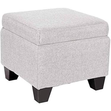 Imagem de Banqueta de linho de algodão com armazenamento, apoio para os pés acolchoado acolchoado, banco de sapato quadrado para sala de estar, decoração de casa elegante (cor: 5)